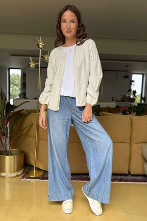 Laundry B Wicklow Fine Knit Throw On Cardigan Stone